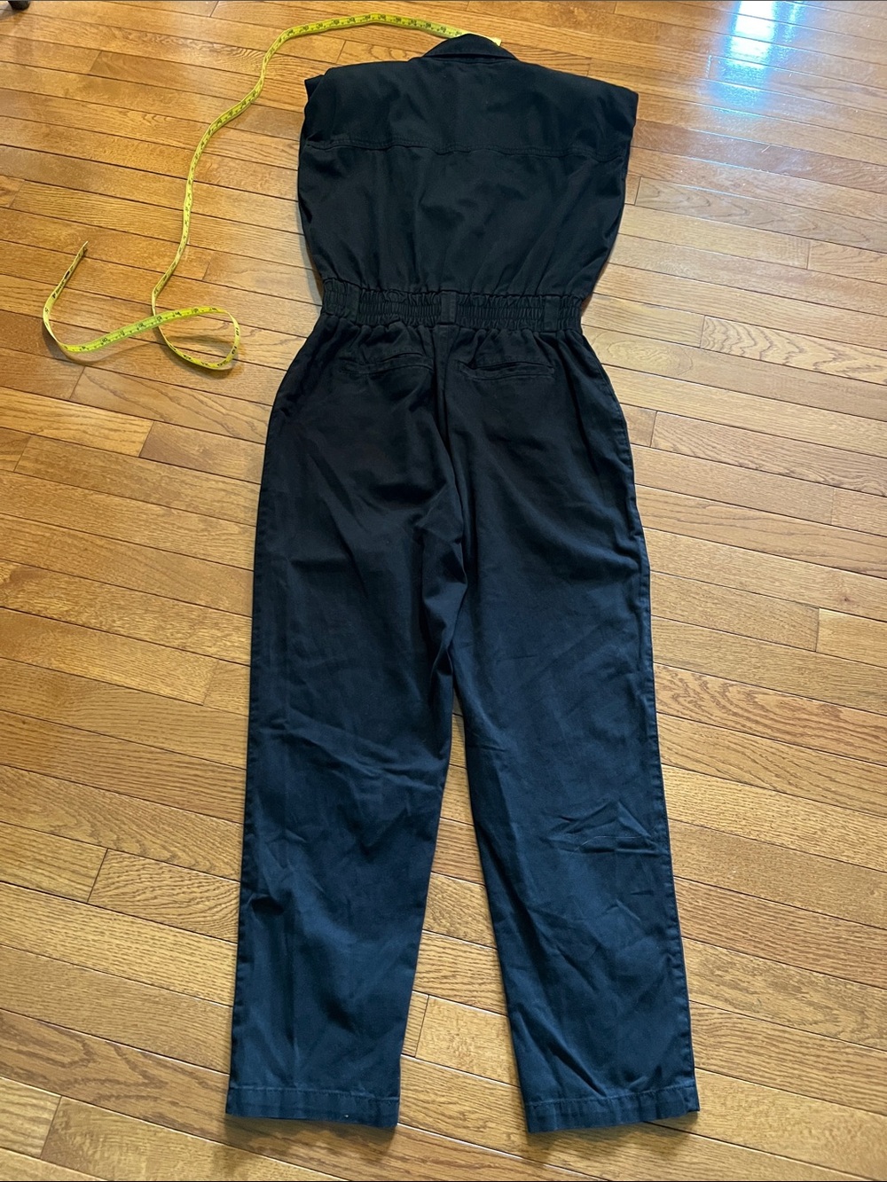 Pistola Rosie Padded Shoulder Black Cotton Jumpsuit - Picture 13 of 16